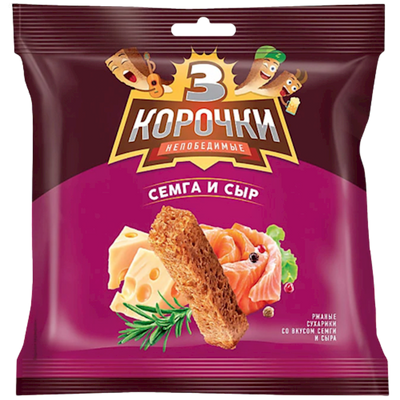 DRY BREAD RYE DOUBLE BAKED W/SALMON&CHEESE FLAVOR  25/100GR TRI KOROCHKI N181