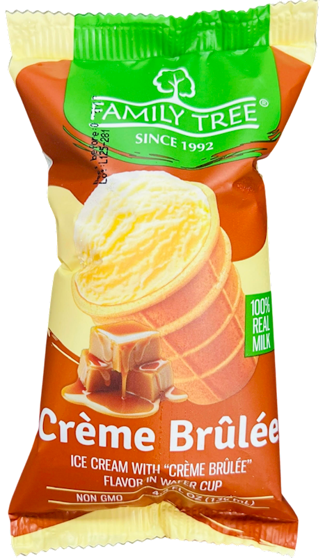 ICE CREAM CREME BRULEE IN WAFFLE CUP 15/130ML FAMILY TREE N2205NC