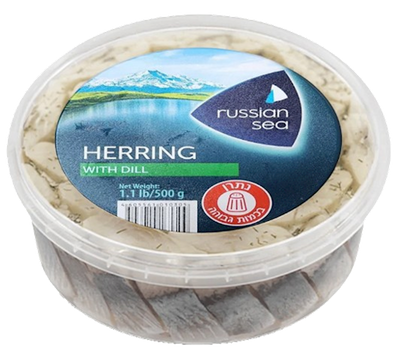 HERRING PIECES  ATLANTIC  LIGHTLY SALTED IN OIL W/DILL  6/500GR RUSSKOE MORE N3322