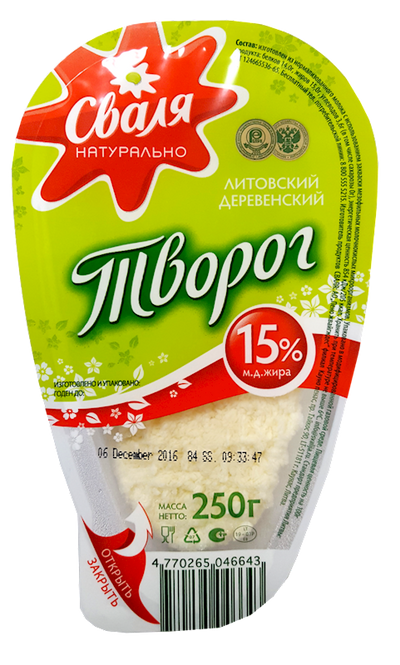 FARMER CHEESE FARMER'S 15% 6/250GR SVALIA  LITHUANIA SV508