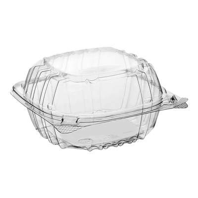 CONTAINER SQUARE C57 6X5(3/4)X3 CLEAR SEAL W/HINGED LID (4X125) NC57PST1
