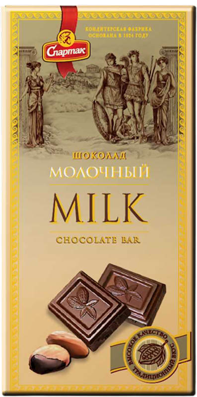 CHOCOLATE BAR MILK 22/85GR SPARTAK N9956