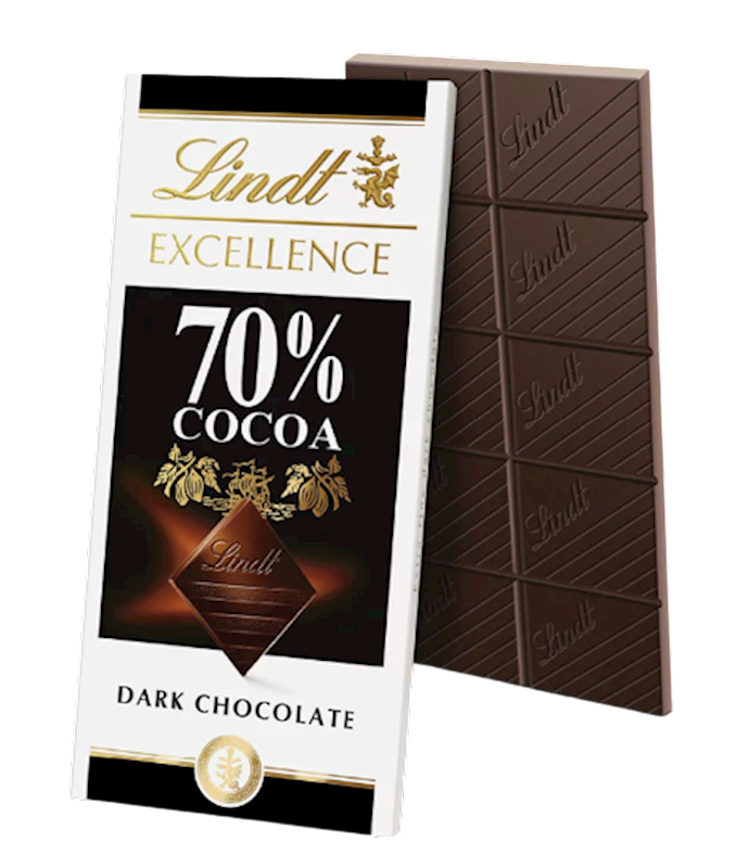 CHOCOLATE BAR DARK EXCELLENCE 70% 12/100GR LINDT N2825(12)