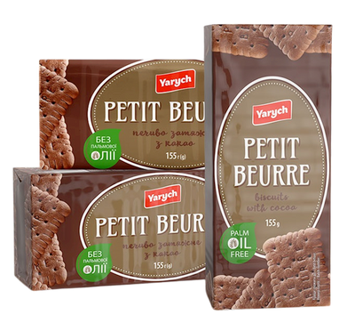 BISCUITS PETIT BEURRE W/COCOA FLAVOR 36/155GR YARYCH UKRAINE