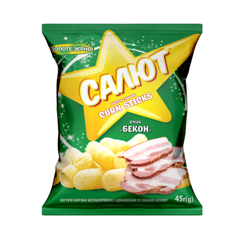 CORN STICKS SALUTE W/BACON 30/45GR ZOLOTE ZERNO N164