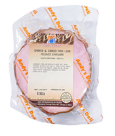 PORK LOIN SMOKED/POLEDWICA SZNUROWANA 32/1LB PRE PACK ANDY'S N1460