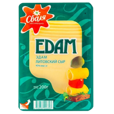 CHEESE EDAM SLICED 45% 18/150GR SVALIA  LITHUANIA SV129