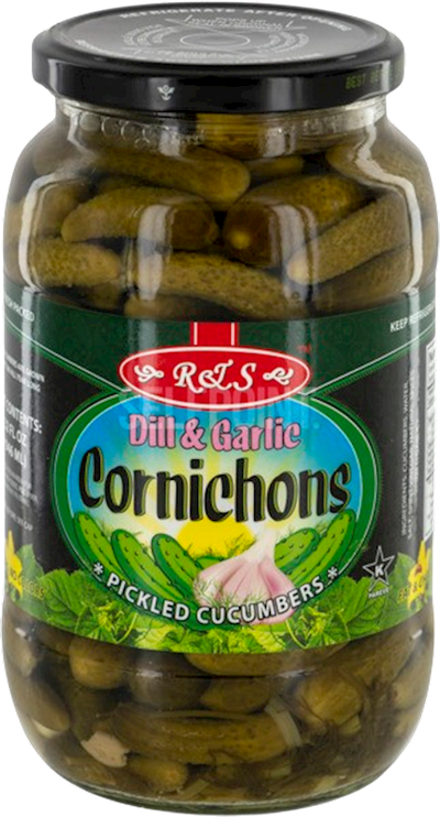 CORNICHONS PICKLED W/DILL&GARLIC 12/946ML R&S N2301