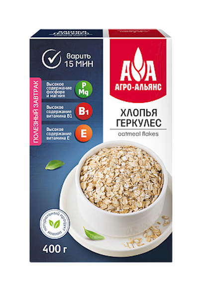 OATMEAL FLAKES HERCULES 12/400GR AGRO-ALLIANCE