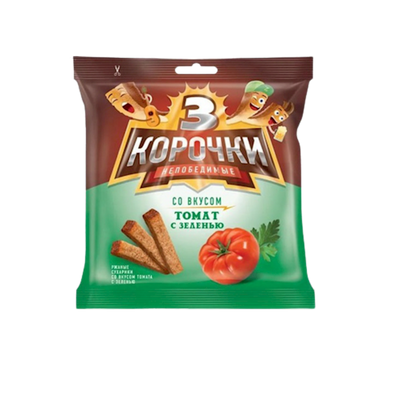 DRY BREAD RYE DOUBLE BAKED W/TOMATO&HERB FLAVOR 60/40GR TRI KOROCHKI N203