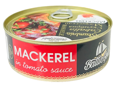 MACKEREL IN TOMATO SAUCE 24/240 GR BALTIC GOLD #9 LATVIA N34009