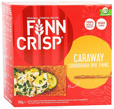 FINN CRISP CARAWAY THIN RYE CRISPBREAD 9/190GR FINLAND