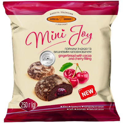 GINGERBREAD W/COCOA&CHERRY FLAVORS 12/250GR MINI JOY UKRAINE N5314