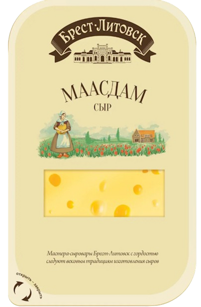 CHEESE MAASDAM 45% SLICED 8/130GR BREST LITOVSK BELARUS N2616