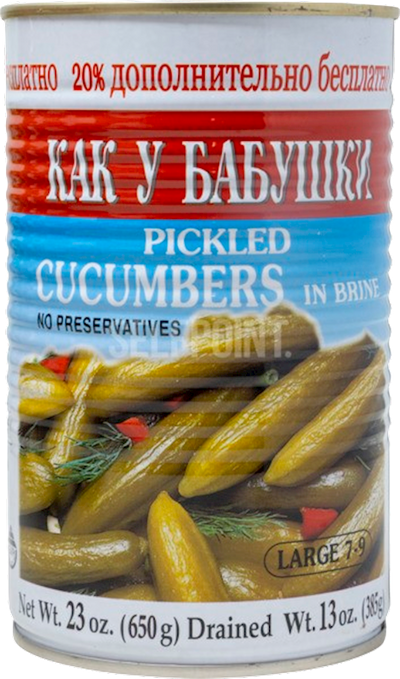CUCUMBERS IN BRINE 7-9 12/650GR ISRAEL KOSHER BABUSHKA