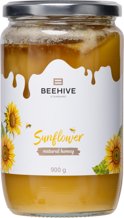 HONEY SUNFLOWER 6/900GR GLASS BEEHIVE #7 UKRAINE N30375