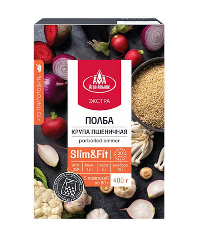 WHEAT GROATS EMMER CRUSHED PARBOILED 12/(5X80) AGRO-ALLIANCE