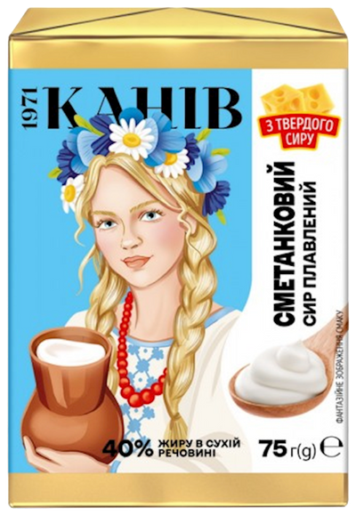 CHEESE PROCESSED SMETANKOVY 35% 24/75GR KANIV UKRAINE N0487