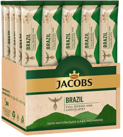 COFFEE STICKS INSTANT JACOBS BRAZIL 20/(26X1.8GR) N878