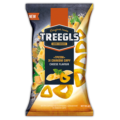 CORN PUFFS TREEGLS W/CHEESE 14/150GR ZOLOTE ZERNO N328