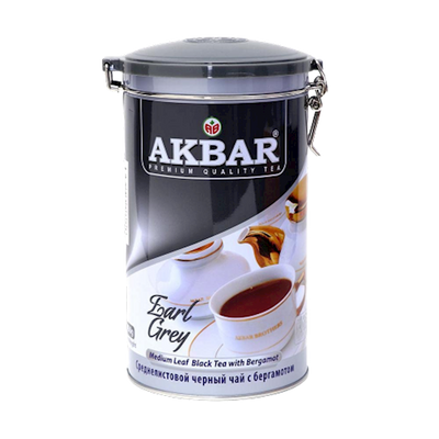 TEA AKBAR BLACK EARL GREY BIG LEAF TIN 10/450GR SRI-LANKA