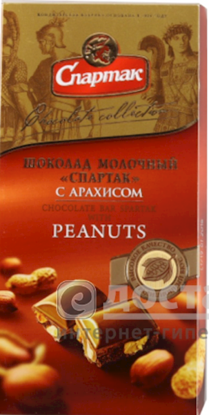 CHOCOLATE BAR MILK W/PEANUTS 18/90GR SPARTAK N8916/8428*