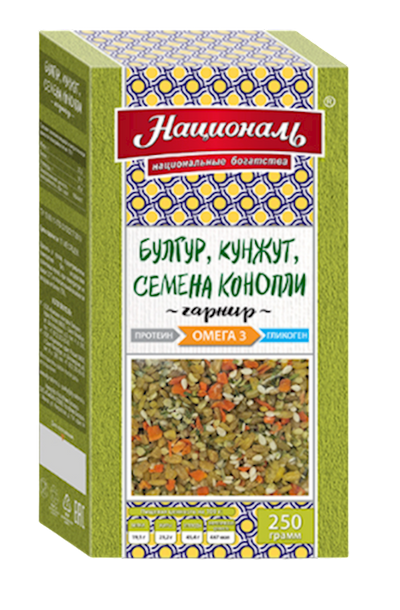 GRAINS MIX BULGUR, SESAME&HEMP SEEDS OMEGA 3 8/250GR NATSIONAL N01