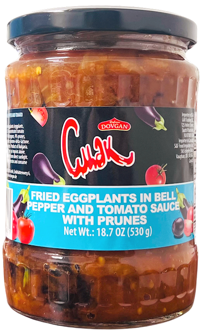 EGGPLANT FRIED IN BELL PEPPER&TOMATO SAUCE W/PRUNES 12/530GR CMAK DOVGAN BULGARIA NUS42120580