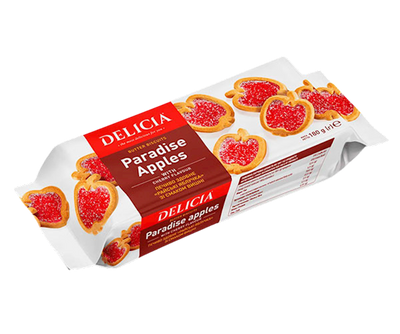 BISCUITS BUTTER W/CHERRY FLAVOR PARADISE APPLES 12/180GR DELICIA