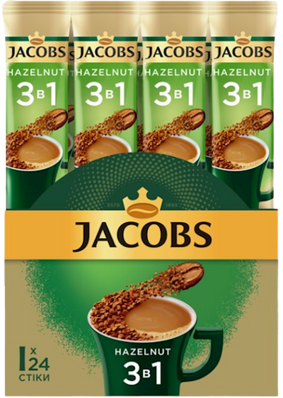 COFFEE STICKS INSTANT JACOBS 3IN1 HAZELNUT 10/(24X15GR) N813