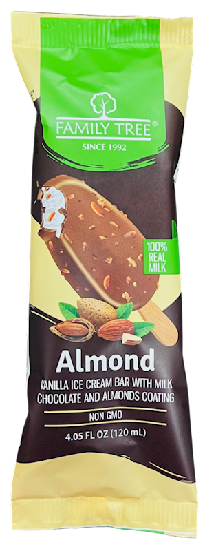 ICE CREAM BAR VANILLA W/ALMOND 15/120ML FAMILY TREE N2208NC