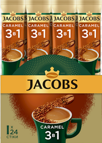 COFFEE STICKS INSTANT JACOBS 3IN1 CARAMEL 10/(24X15GR) UKRAINE N746