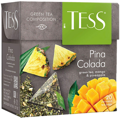 TEA  GREEN PINA COLADA  W/MANGO&PINEAPPLE PYRAMIDS 12/(20X1.8GR) TESS 0787-12