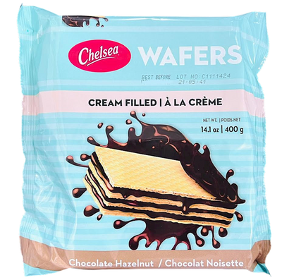 WAFFERS W/CHOCOLATE&HAZELNUT FILLING 12/400GR CHELSEA