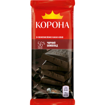 CHOCOLATE BAR BLACK 56% 25/85GR KORONA UKRAINE N4260156