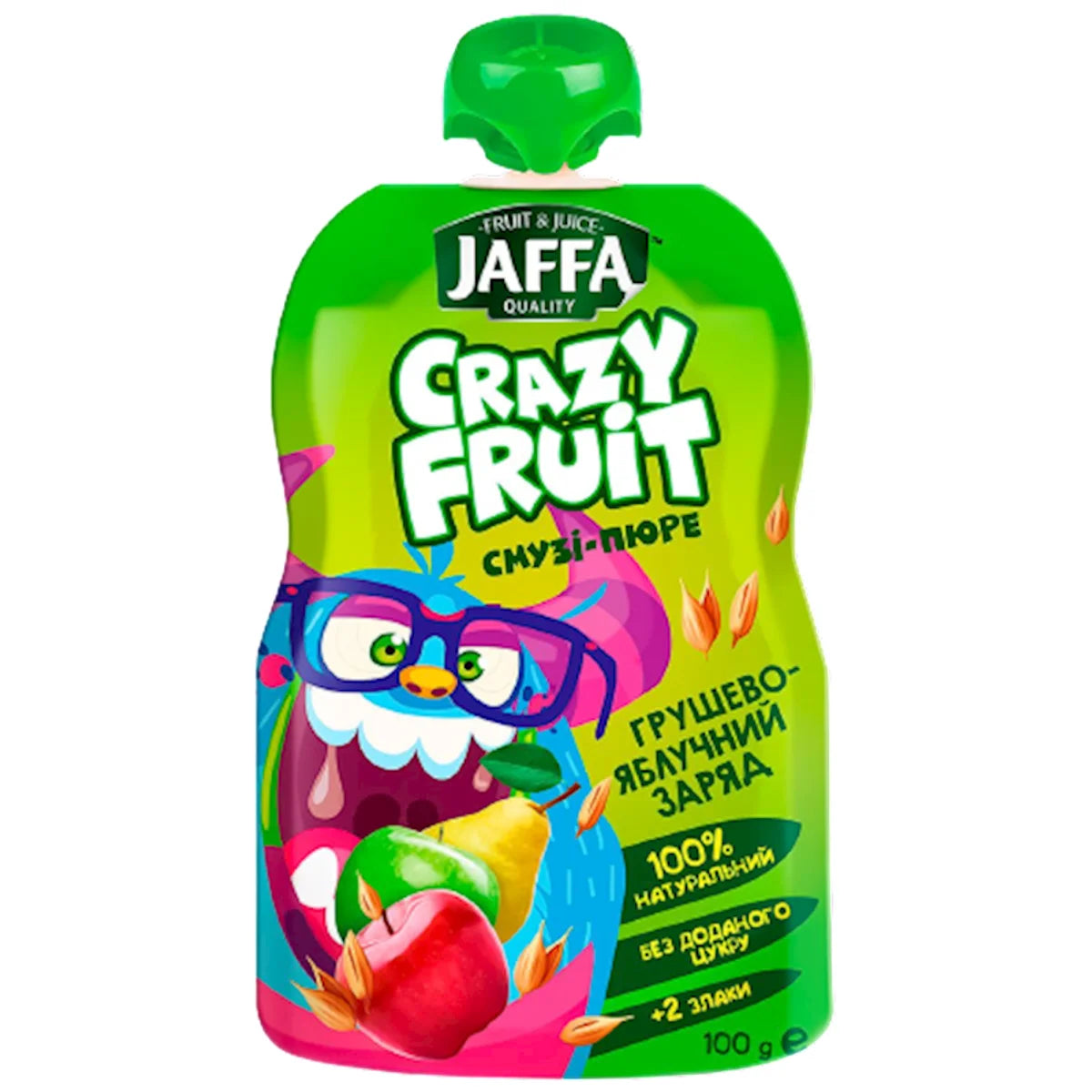 SMOOTHIE PUREE CRAZY FRUIT PEARS&APPLES W/CEREALS 16/100GR JAFFA