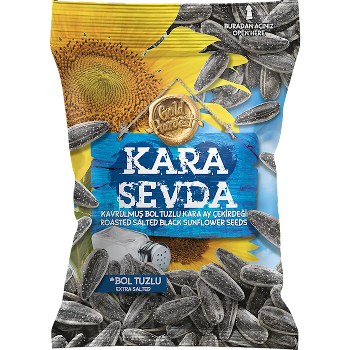 SUNFLOWER SEEDS ROASTED SALTED KARA SEVDA 14/250GR GOLD HARVEST