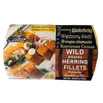 SMOKED ATLANTIC HERRING FILLET IN OIL 10/170 GR BALTIC GOLD #7 LATVIA N34007