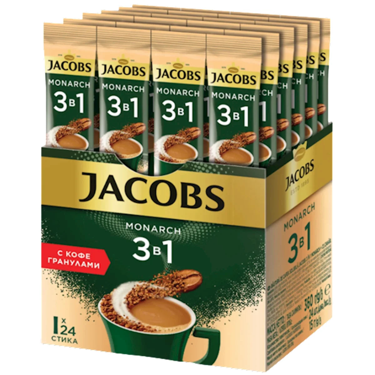 COFFEE STICKS INSTANT JACOBS 3IN1 MONARCH 10/(24X15GR) UKRAINE N814