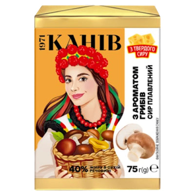 CHEESE PROCESSED MUSHROOM FLAVOR 35% 24/75GR KANIV UKRAINE N0524
