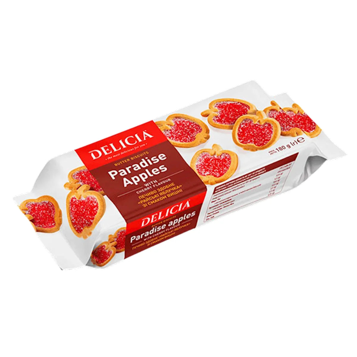 BISCUITS BUTTER W/CHERRY FLAVOR PARADISE APPLES 12/180GR DELICIA