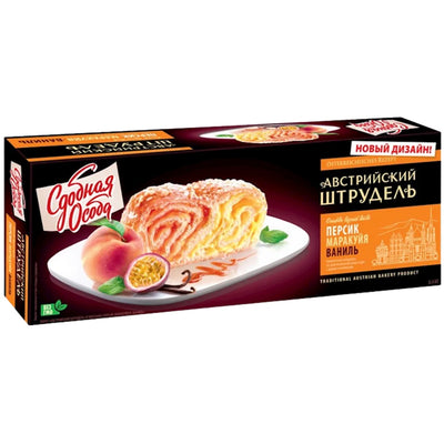 STRUDEL AUSTRIAN W/PEACH & PASSION FRUIT 6/400GR CHEREMUSHKI RUSSIA N48
