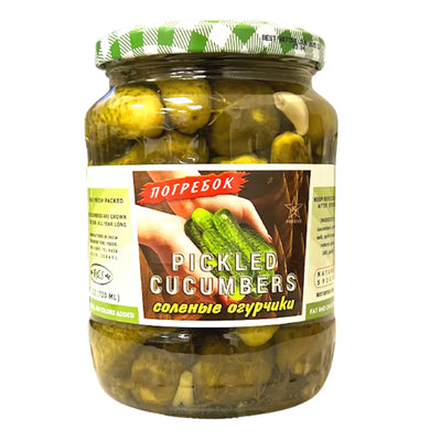 CUCUMBERS PICKLED W/GARLIC&DILL POGREBOK 12/720GR R&S N1076