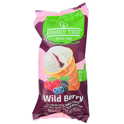 ICE CREAM W/WILDBERRY FLAVOR IN WAFFLE CUP 15/130ML FAMILY TREE N2203NC