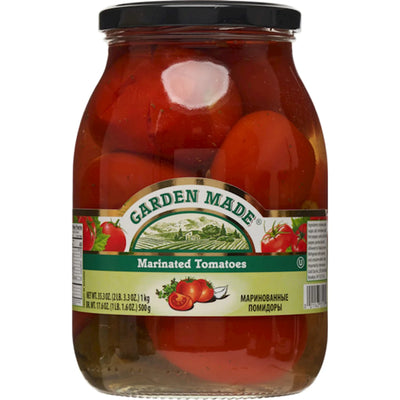 TOMATOES IN BRINE MARINATED 12/35.3 OZ GARDEN MADE BULGARIA N33153