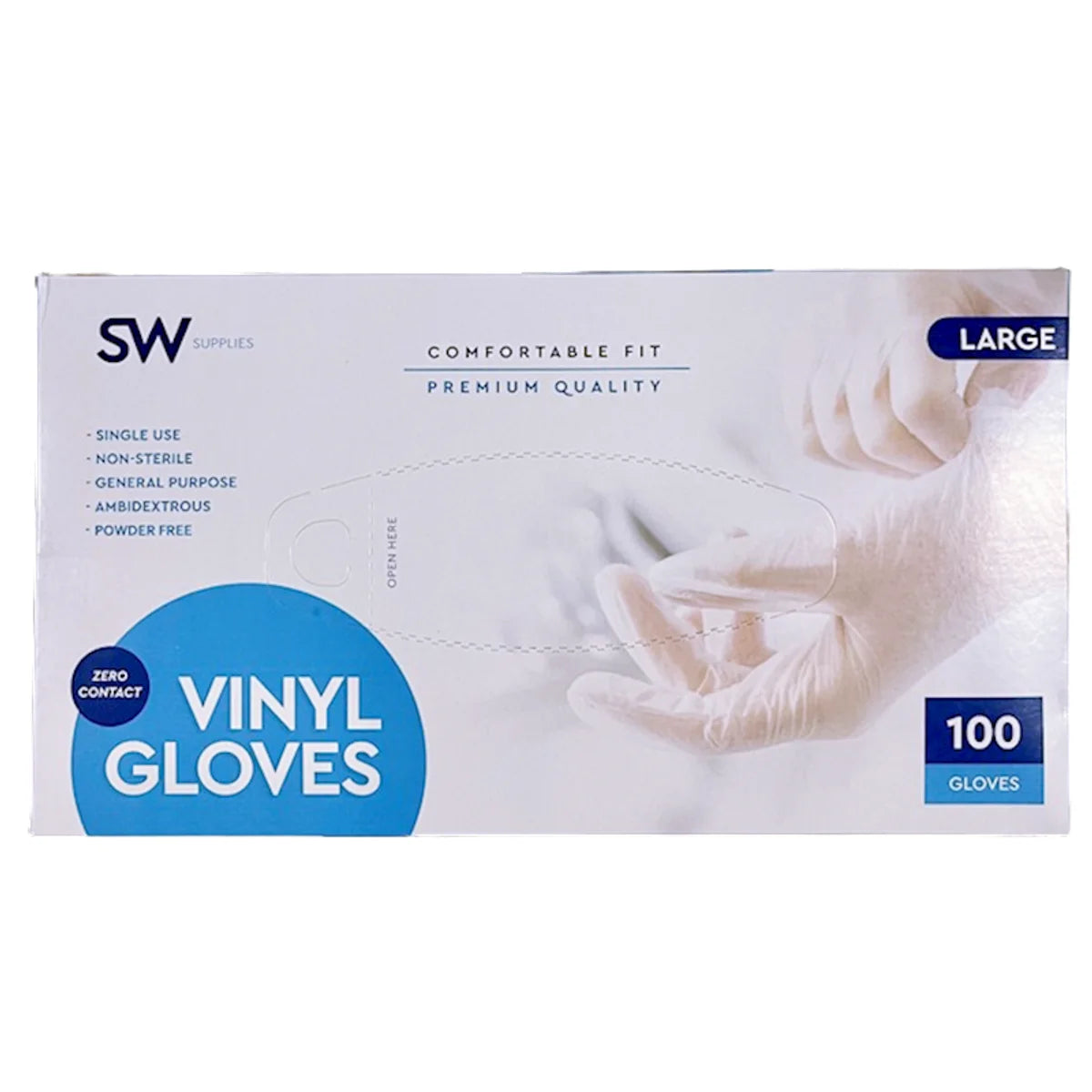 GLOVES LARGE VINYL 10/100CT