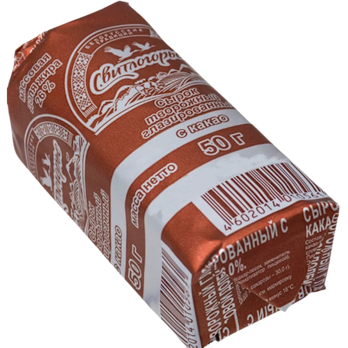 CHEESE BAR COCOA GLAZED 26% 24/50GR(2x12)  SVETLOGORYE RUSSIA N387