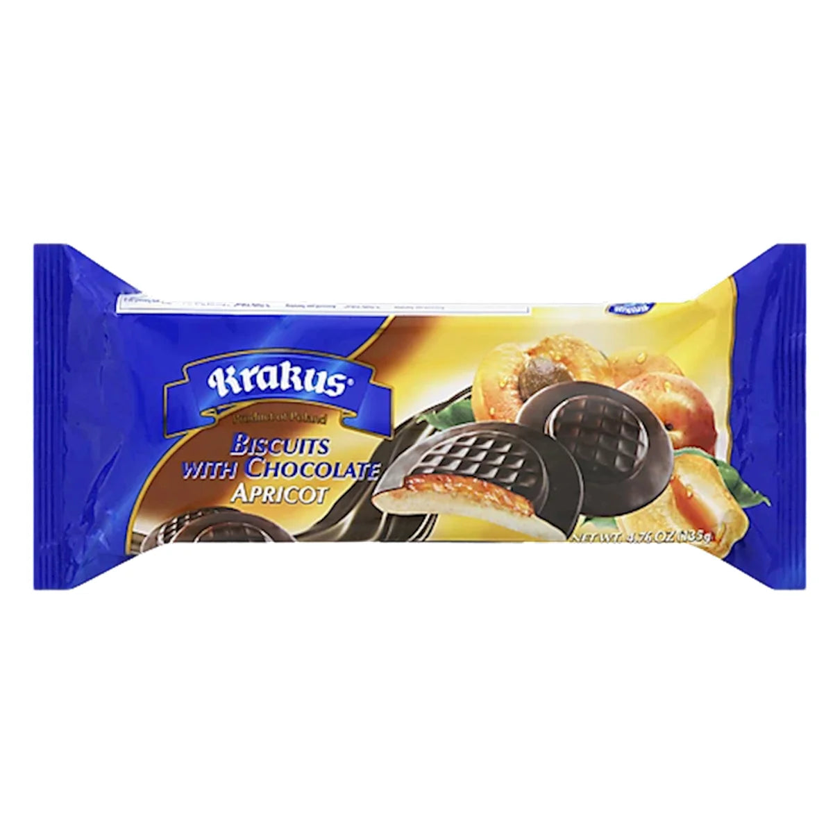 COOKIES BISCUITS APRICOT IN CHOCOLATE GLAZE 21/135GR KRAKUS KRAK0084
