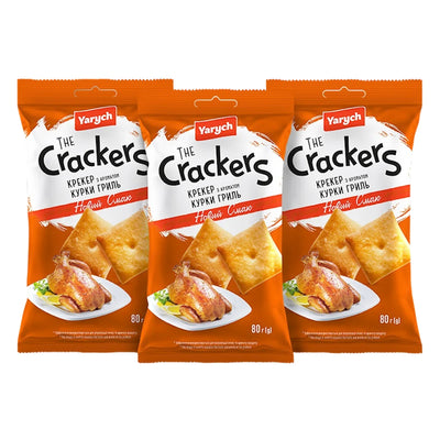 CRACKERS W/GRILLED CHICKEN FLAVOR 50/80GR YARYCH UKRAINE