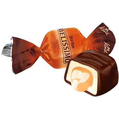 CANDIES PACKED CHOCOLATE W/CREAM BRULLE FLAVOR BELISSIMO CLASSICO 1/15.4LB KONTI UKRAINE N7383 (7/1000GR)